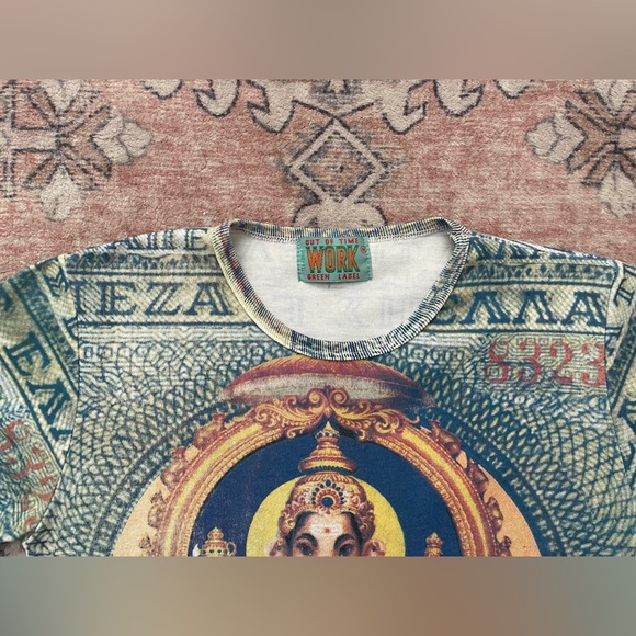 90s VTG WORK Out Of Time GreenLabel Indie Ganesha Graphic Streetwear Top Women M - Picture 3 of 7